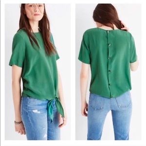 Madewell Silk Button-Back Tie Tee Size Medium